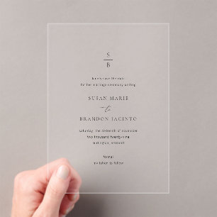 Invitations En Acrylique Susan Elegant Mariage moderne Enregistrer la date