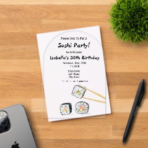 Invitations En Acrylique Sushi Rolls Avec Chopstick Party