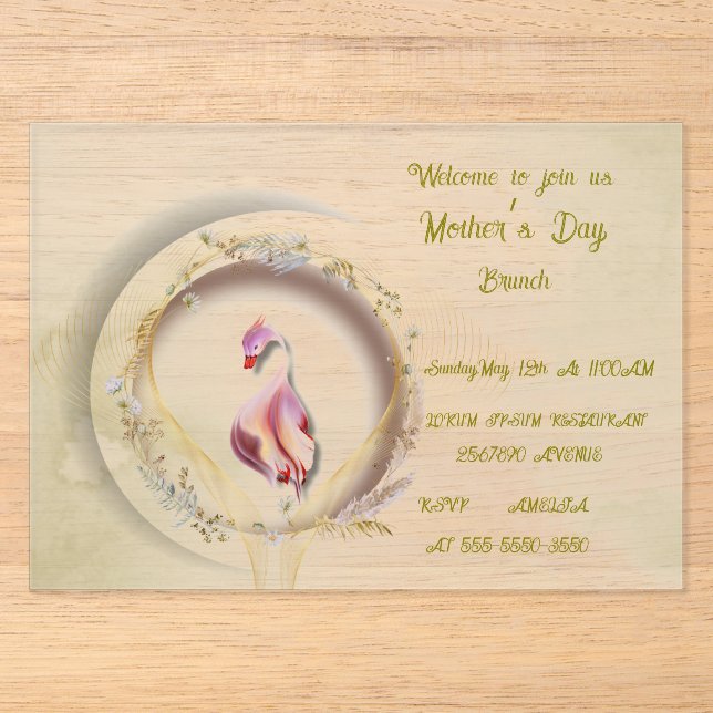 Invitations En Acrylique Swan chic parti MÈRE (Recto)