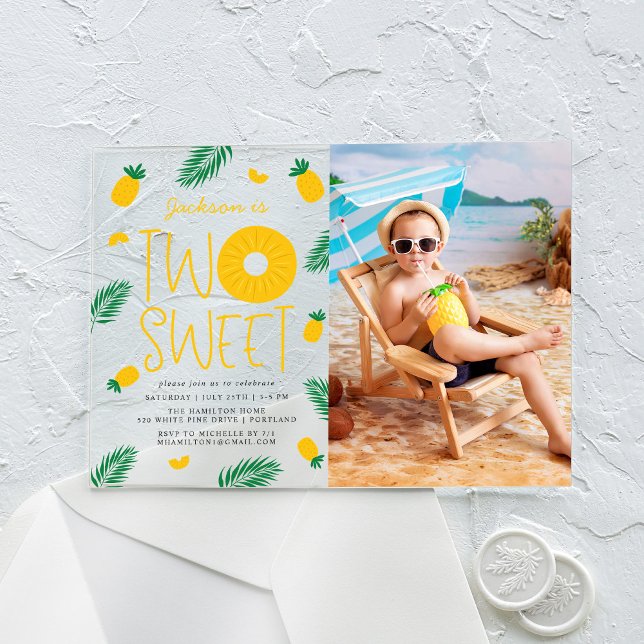 Invitations En Acrylique Sweet One Pineapple Photo 2e anniversaire (Créateur téléchargé)