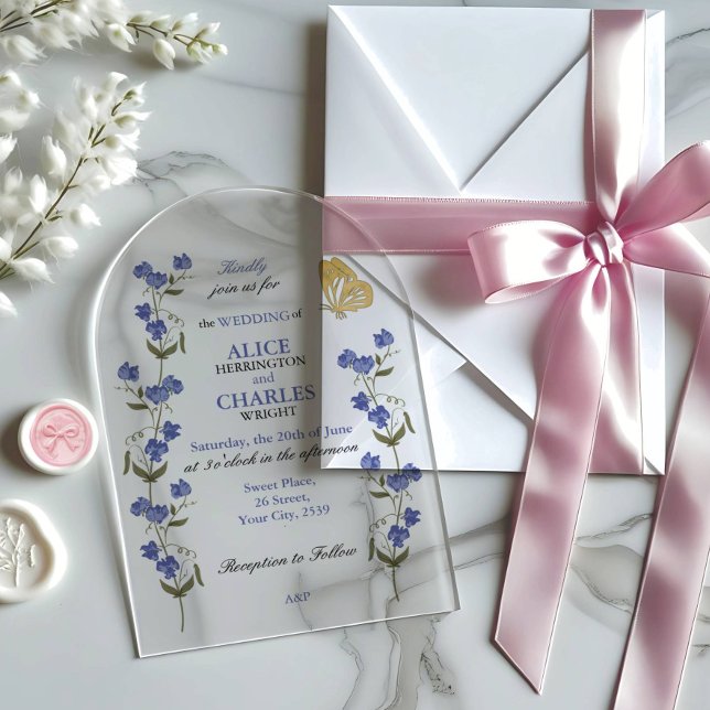Invitations En Acrylique  Sweet Pea Floral Wedding (Créateur téléchargé)