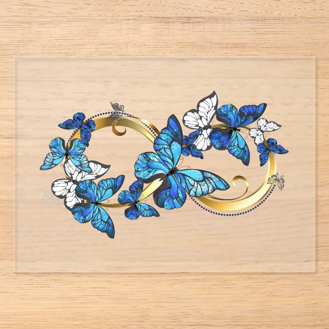 Invitations En Acrylique Symbol Infinity of Blue Morpho Butterflies (Recto)