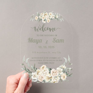 Invitations En Acrylique SYMBOLE Mariage Floral Vert Sage Élégant