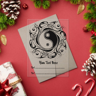 Invitations En Acrylique Symbole Yin & Yang Tatouage Noir et Blanc