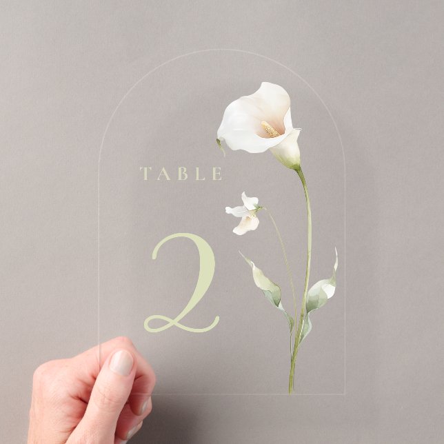 Invitations En Acrylique Table lys calla 2 (In situ (ordinateur de poche))