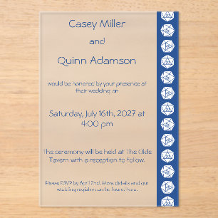 Invitations En Acrylique Tabletop Chic en bleu pour mariage en acrylique 