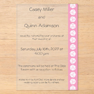 Invitations En Acrylique Tabletop Chic en rose pétale Acrylic Mariage
