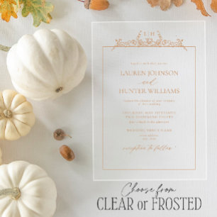 Invitations En Acrylique Terracotta Floral Frontière Mariage Monogramme