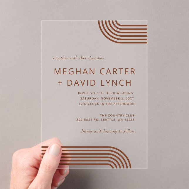 Invitations En Acrylique Terracotta Rustique Boho Arched Mariage moderne (In situ (ordinateur de poche))