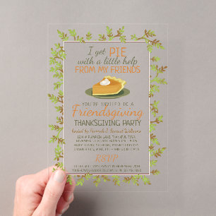 Invitations En Acrylique Thanksgiving Friendsgiving Party Citrouille Pie Fu