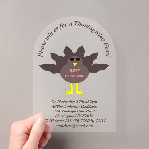 Invitations En Acrylique Thanksgiving Pluced Turkey Custom