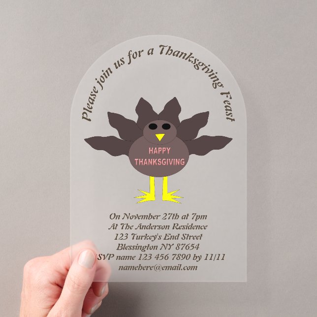 Invitations En Acrylique Thanksgiving Pluced Turkey Custom (In situ (ordinateur de poche))