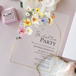 Invitations En Acrylique Thé de mariée | Fête des mariées Boho Fleur sauvag