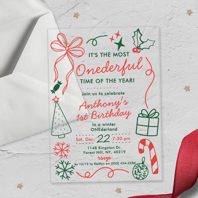 Invitations En Acrylique The Most Onederful Time Of The Year 1st Birthday (Créateur téléchargé)