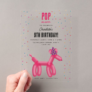 Invitations En Acrylique Thème d'anniversaire pour enfants Chien Animaux en