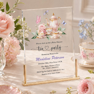Invitations En Acrylique Thème élégant de papillons pour Baby Shower