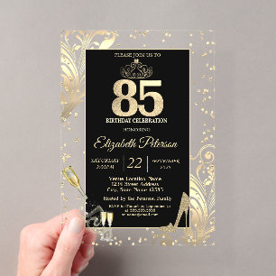 Invitations En Acrylique Tiara Parties scintillant Talons Diamants Tourbill