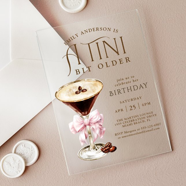 Invitations En Acrylique Tini Bit Ancien Espresso Martini Anniversaire pour (Créateur téléchargé)