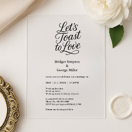 Invitations En Acrylique toast transparent noir pour aimer Mariage élégant