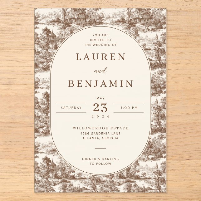 Invitations En Acrylique Toile de Romance Wedding (Recto)