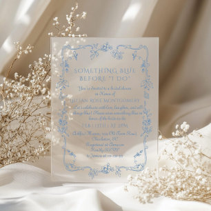 Invitations En Acrylique Toile victorienne Français Quelque chose de bleu n