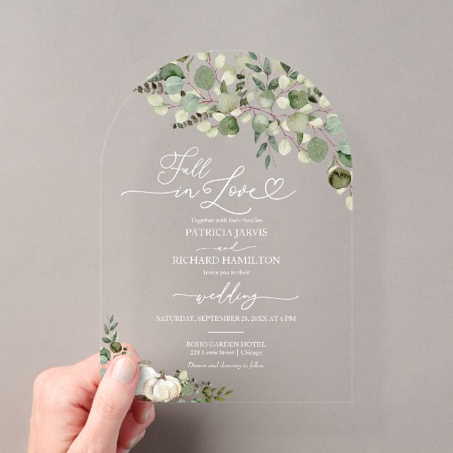 Invitations En Acrylique Tombe en amour Mariage Citrouille de verdure (In situ (ordinateur de poche))
