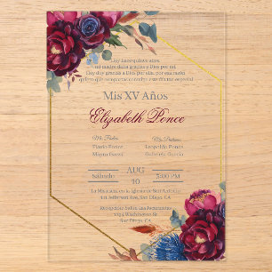 Invitations En Acrylique Ton bijou avec cadre Quinceañera