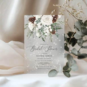 Invitations En Acrylique Toujours élégant neige hiver douche de mariage