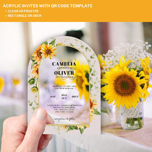 Invitations En Acrylique Tournesols Boho Acrylique Clair Rustique Moderne