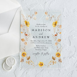 Invitations En Acrylique Tournesols d'automne rustique et Mariage Fleur sau