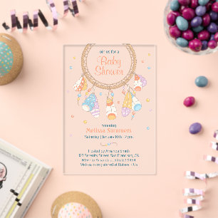 Invitations En Acrylique Tribal Dreamcatcher Boho Baby shower transparent
