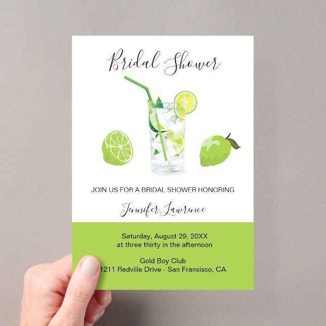 Invitations En Acrylique Tropical Citrus Green Lime Bridal Shower  (In situ (ordinateur de poche))