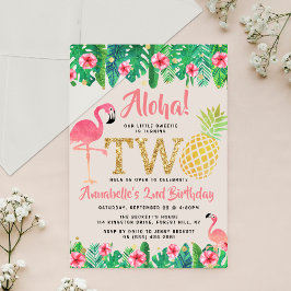 Invitations En Acrylique Tropical Summer Beach Luau Girls 2e anniversaire