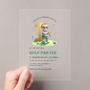 Invitations En Acrylique Trou en un pour le 1er anniversaire d'un garçon