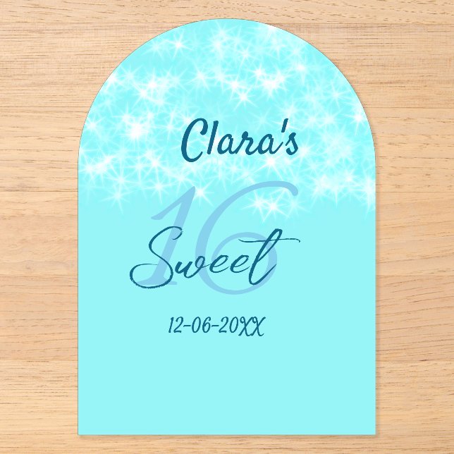 Invitations En Acrylique Turquoise turquoise agate doux 16 anniversaire ajo (Recto)