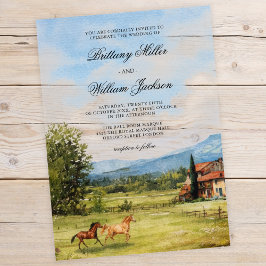Invitations En Acrylique Tuscan-Inspired Countryside Landscape Wedding