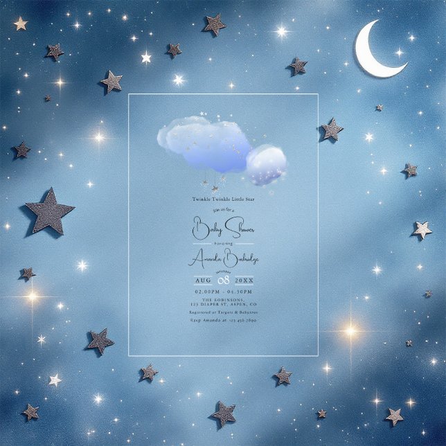 Invitations En Acrylique Twinkle Twinkle Little Star Baby shower (Twinkle Twinkle Little Star Baby Shower Acrylic Invitations)
