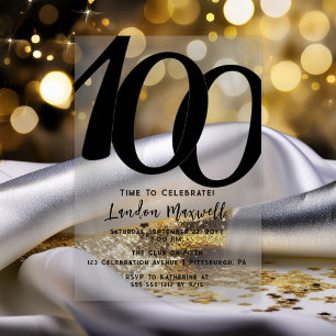 Invitations En Acrylique Typographie Minimaliste 100 Ans Fête d'Anniversair