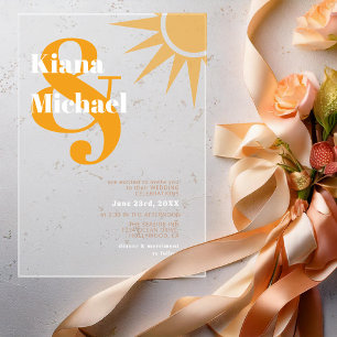 Invitations En Acrylique Typographie Sunshine Mariage Marigold ID1048