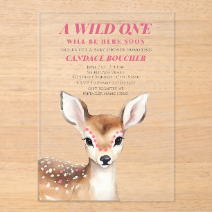 Invitations En Acrylique Un Baby shower de cerfs en forme de rose