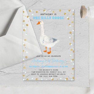 Invitations En Acrylique Un Garçon Une Drôle D'oie 1er Anniversaire