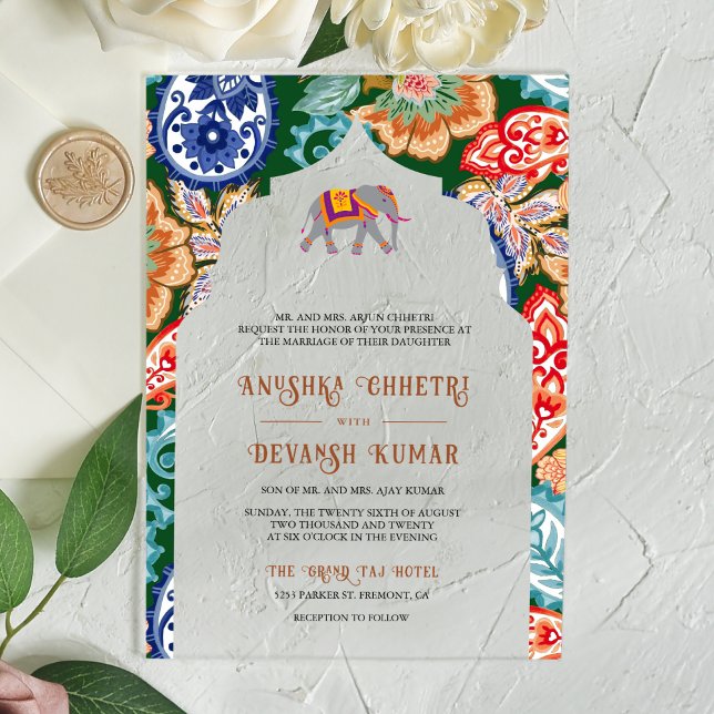Invitations En Acrylique Un Mariage flamboyant indien (Créateur téléchargé)