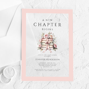 Invitations En Acrylique Un nouveau chapitre commence Pink Bow Books Baby S