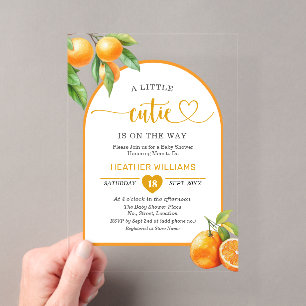 Invitations En Acrylique Un petit amour est en route Fête prénatale oranges