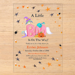Invitations En Acrylique Un Petit Fantôme de Chouette, Halloween Bébé Showe