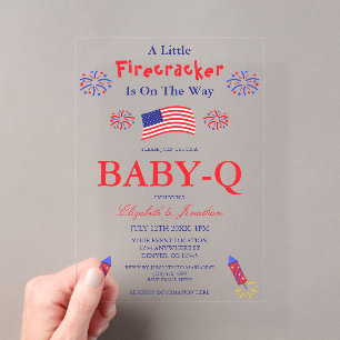 Invitations En Acrylique Un Petit Feu d'Artifice Arrive Bébé-Q