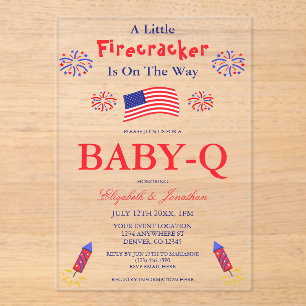 Invitations En Acrylique Un Petit Pétard Arrive Bébé-Q