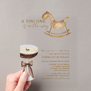 Invitations En Acrylique Un Tini en route, Baby Shower Espresso Martini