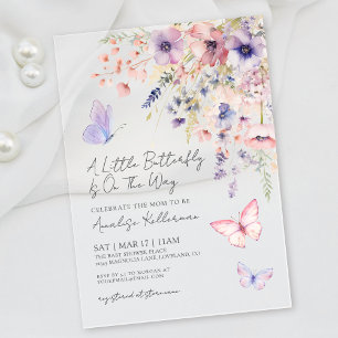 Invitations En Acrylique Une Baby Shower Papillon Sauvage Fleur de Champ