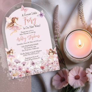 Invitations En Acrylique Une Douce Petite Fée Fleurs Sauvages Fille Baby Sh